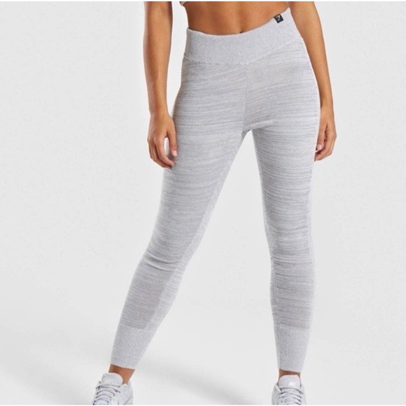 Gymshark Time‎ Out Knit Jogger Pants Womens Size S Marled Gray Stretch High Rise - Picture 2 of 9